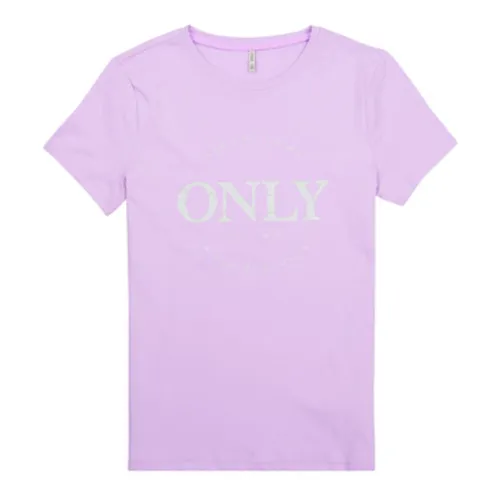 Only  KOGWENDY S/S LOGO TOP BOX CP JRS  girls's Children's T shirt in Purple