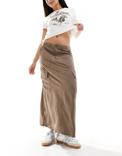 ONLY linen mix midi cargo skirt co-ord in washed brown
