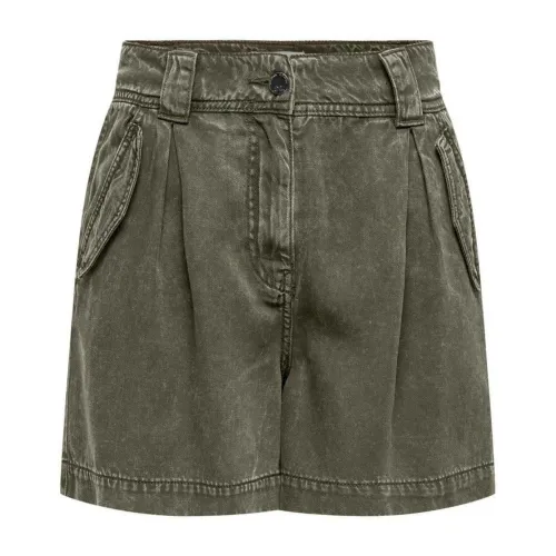Only , Lyocell Shorts with Zip and Button Fastening ,Green female, Sizes:
