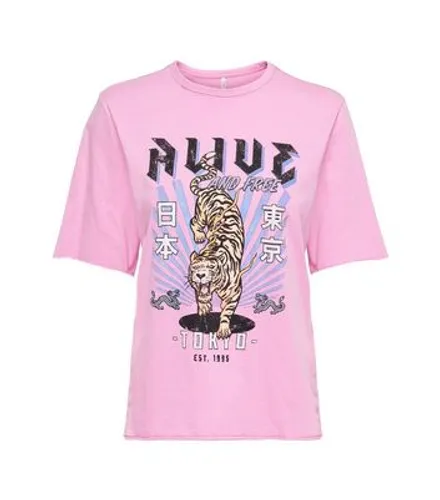 ONLY Mid Pink Alive and Free Logo Boxy T-Shirt New Look