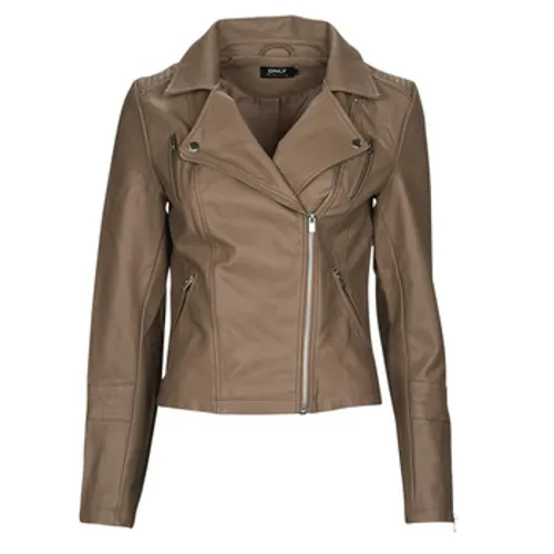 Only  ONLGEMMA FAUX LEATHER BIKER  women's Leather jacket in Brown