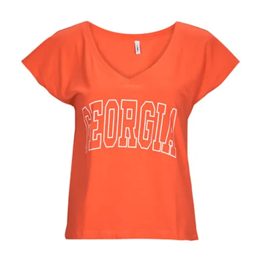 Only  ONLKELLY S/S V-NECK TOP BOX CS JRS  women's T shirt in Orange