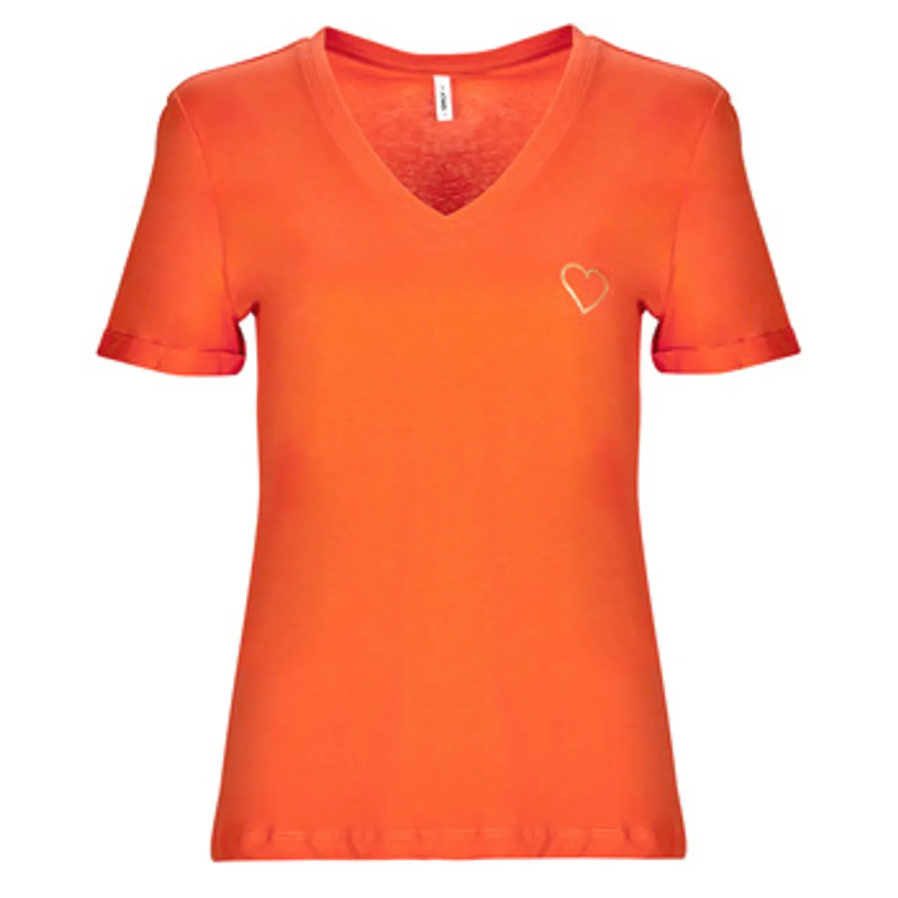 Only  ONLKITA S/S V-NECK HEART TOP BOX CS JRS  women's T shirt in Orange