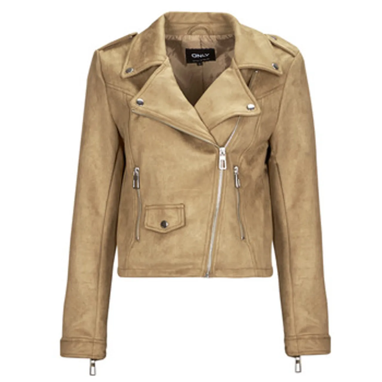 Only  ONLSCOOTIE FAUX SUEDE BIKER JACKET OTW  women's Leather jacket in Beige