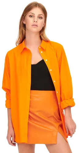 Only Orange / Burnt Orange Ditte Faux Leather Skirt