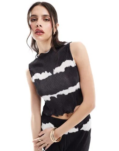 ONLY plisse tie dye sleeveless top co-ord in black