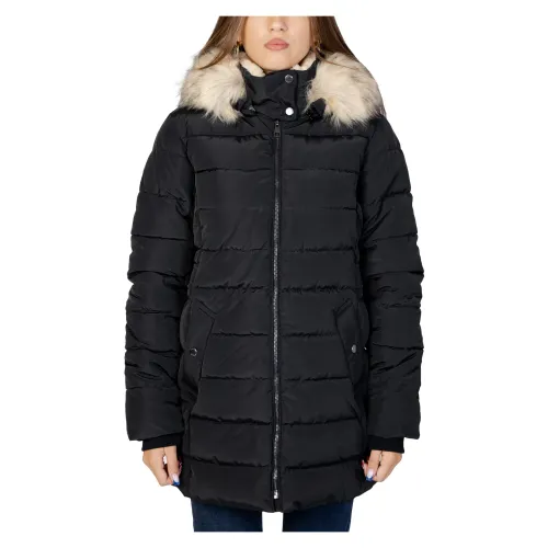 Only , Quilted Fur Hood Coat ,Black female, Sizes: