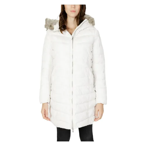 Only , Quilted Hood Fur Coat ,Beige female, Sizes: