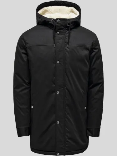 Only & Sons Black / Black Hooded Parka Jacket