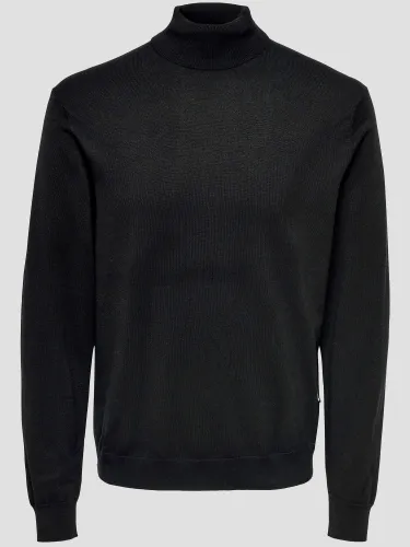 Only & Sons Black / Black Roll Neck Knitted Pullover