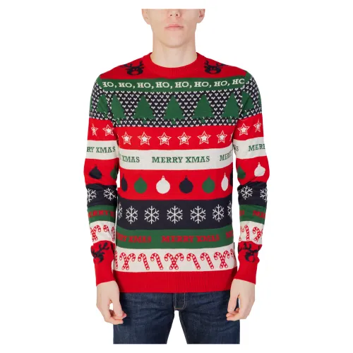 Only & Sons , Christmas Crew Knit Sweater ,Red male, Sizes: