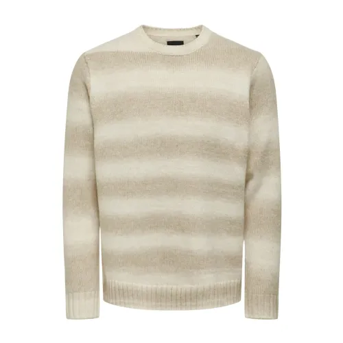 Only & Sons , Gradient Crew Knit Sweater ,Beige male, Sizes: