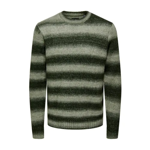 Only & Sons , Gradient Crew Knit Sweater ,Green male, Sizes:
