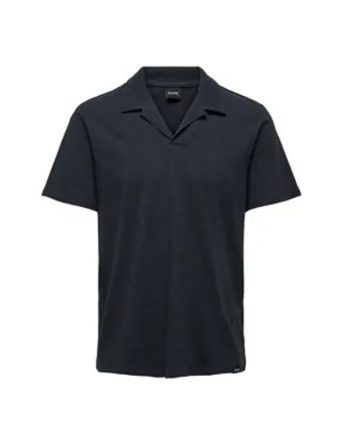 Only & Sons Mens Cotton Linen Blend Polo Shirt - XL - Navy, Navy