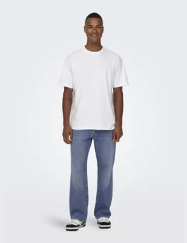 Only & Sons Mens Loose Fit 5 pocket Jeans - 3434 - Blue Denim, Blue Denim,Black