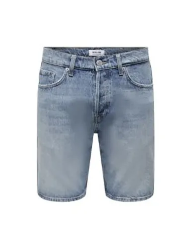 Only & Sons Mens Pure Cotton Denim Shorts - Light Blue, Light Blue,Cream,Black Denim