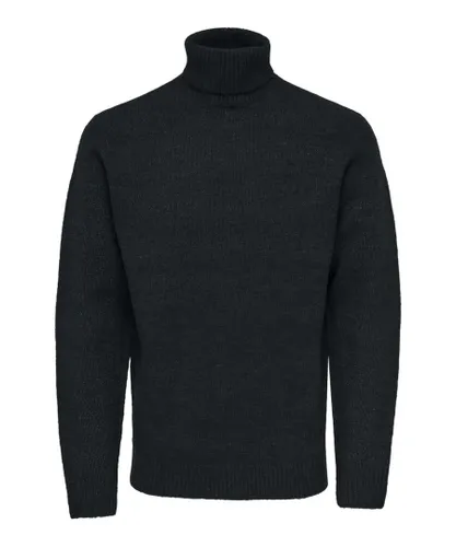 Only & Sons Mens Roll Neck Jumper Patrick Wool Blend - Navy