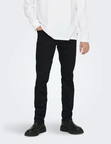 Only & Sons Mens Slim Fit 5 Pocket Jeans - 3034 - Black, Black