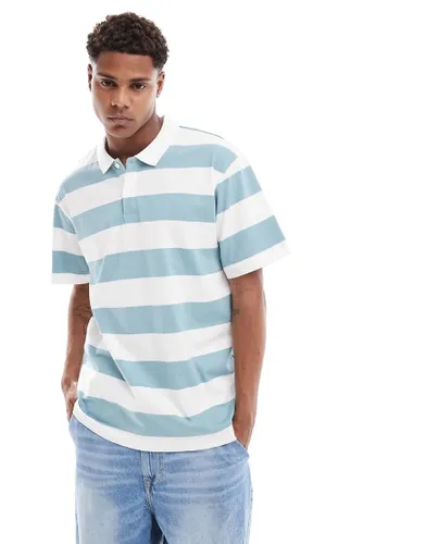 ONLY & SONS relaxed fit polo in white & blue stripe