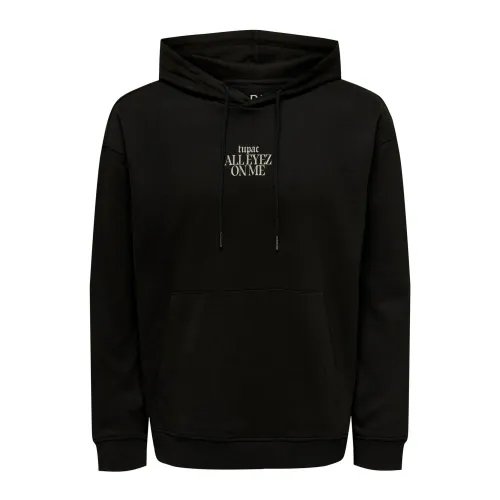 Only & Sons , Stylish Fleece Sweatshirt ,Black male, Sizes: