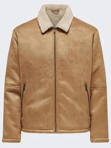 Only & Sons Toasted Coconut Royce Shearing Jacket