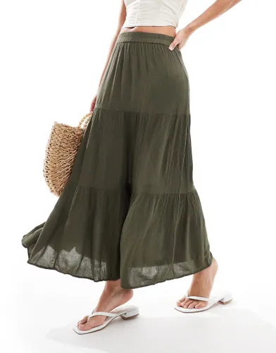 ONLY tiered maxi skirt in khaki-Green