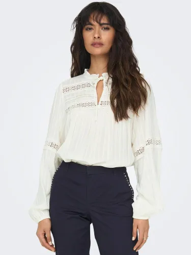 Only White / Creme June Lace Top With String Detail