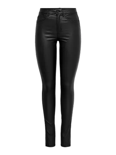 ONLY Womens PU Coated Trousers Black L / 32L