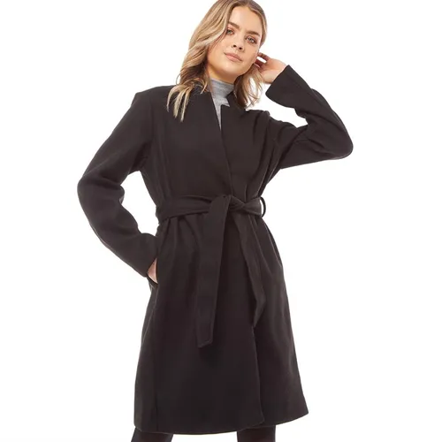 Only Womens Victoria Wrap Coat Black