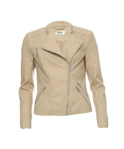 Only Womenss Ava Faux Leather Jacket in Beige