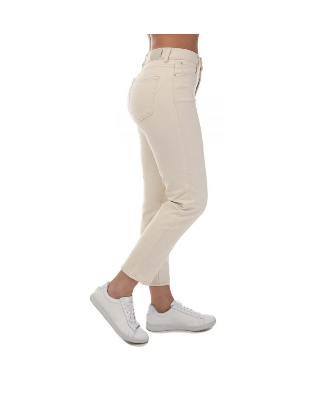 Only Womenss Emily Straight Fit High Waist Jeans in White Cotton