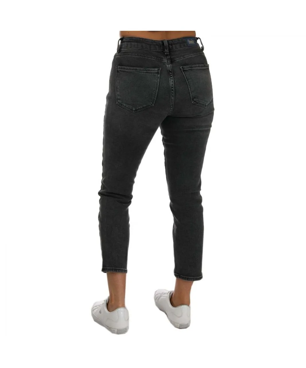 Only Womenss Emily Stretch High Waist Straight Jeans in Grey Cotton