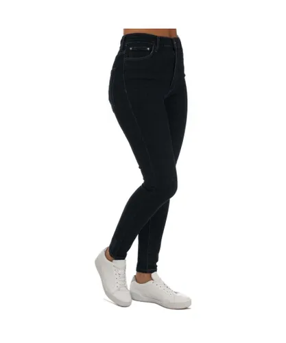 Only Womenss Iconic High Waist Skinny Jeans in Dark Blue Cotton