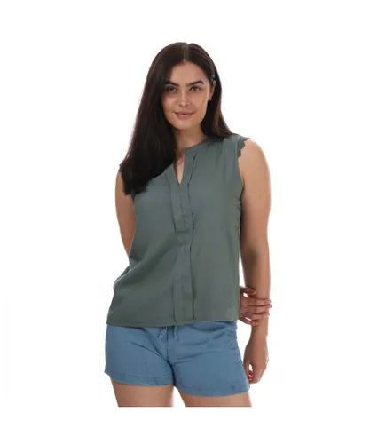 Only Womenss Kimmi Lace Trim Top in Green Cotton