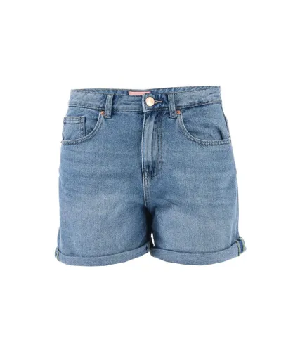Only Womenss Phine Life Denim Shorts in Light Blue Cotton
