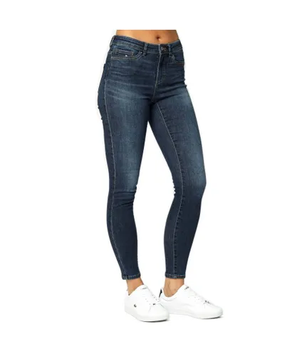 Only Womenss Wauw Mid Rise Skinny Jeans in Dark Blue Cotton