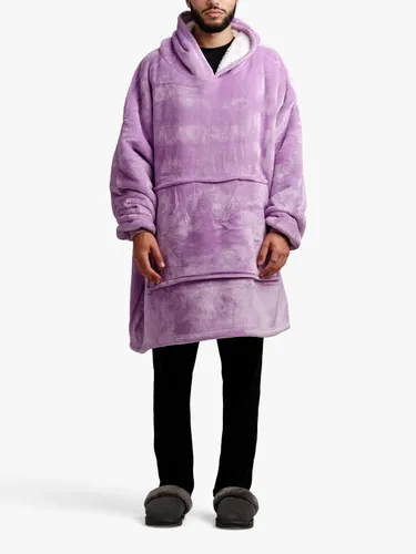 Ony Unisex Sherpa Lined Fleece Hoodie Blanket - Purple/White - Female