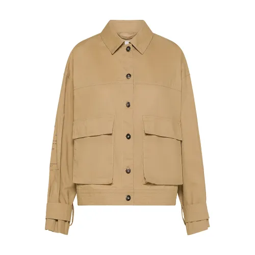 OOF Wear , Cotton Gabardine Regular Fit Jacket ,Beige female, Sizes: