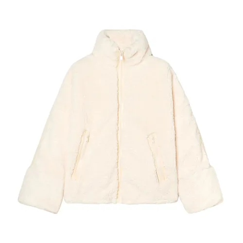 OOF Wear , Rabbit Faux Fur High Neck Jacket ,White female, Sizes: