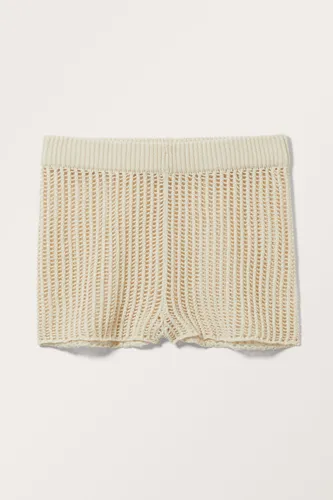 Open-knit Mini Cotton Shorts - Beige