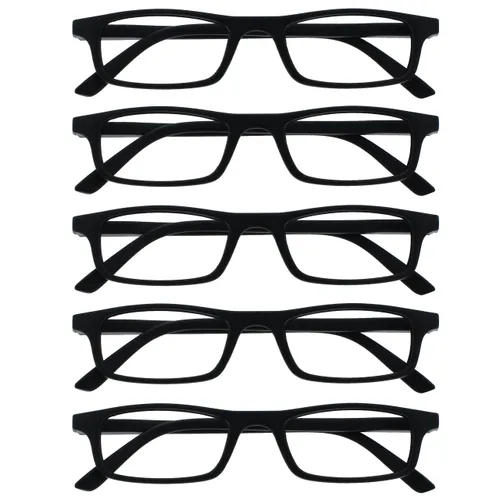 Opulize Ted Reading Glasses 5 Pack Narrow Matt Lightweight