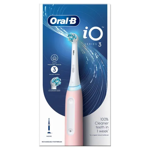 Oral-B Io3 Electric Rechargeable Toothbrush With 3 Cleaning Modes, Blush Pink