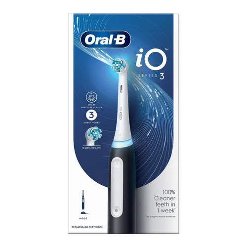 Oral-B Io3 Electric Rechargeable Toothbrush With 3 Cleaning Modes, Matt Black