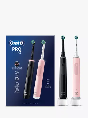Oral-B Series 3 3900 Electric Toothbrush Set, Black/Pink - Black/Pink - Unisex