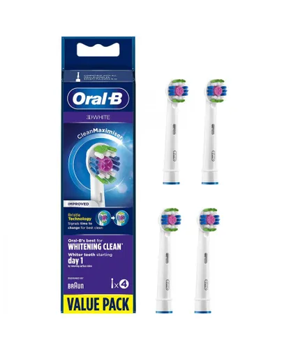 Oral B Unisex Oral-B 3D White Clean Maximiser Replacement Toothbrush Head, Pack of 4 - Green - One Size