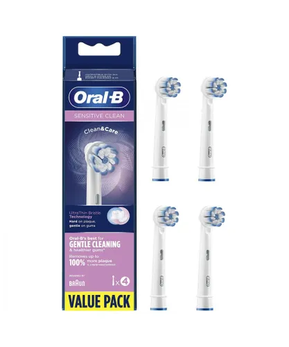 Oral B Unisex Oral-B Clean and Care Sensitive Replacement Toothbrush Head, Pack of 4 - NA - One Size