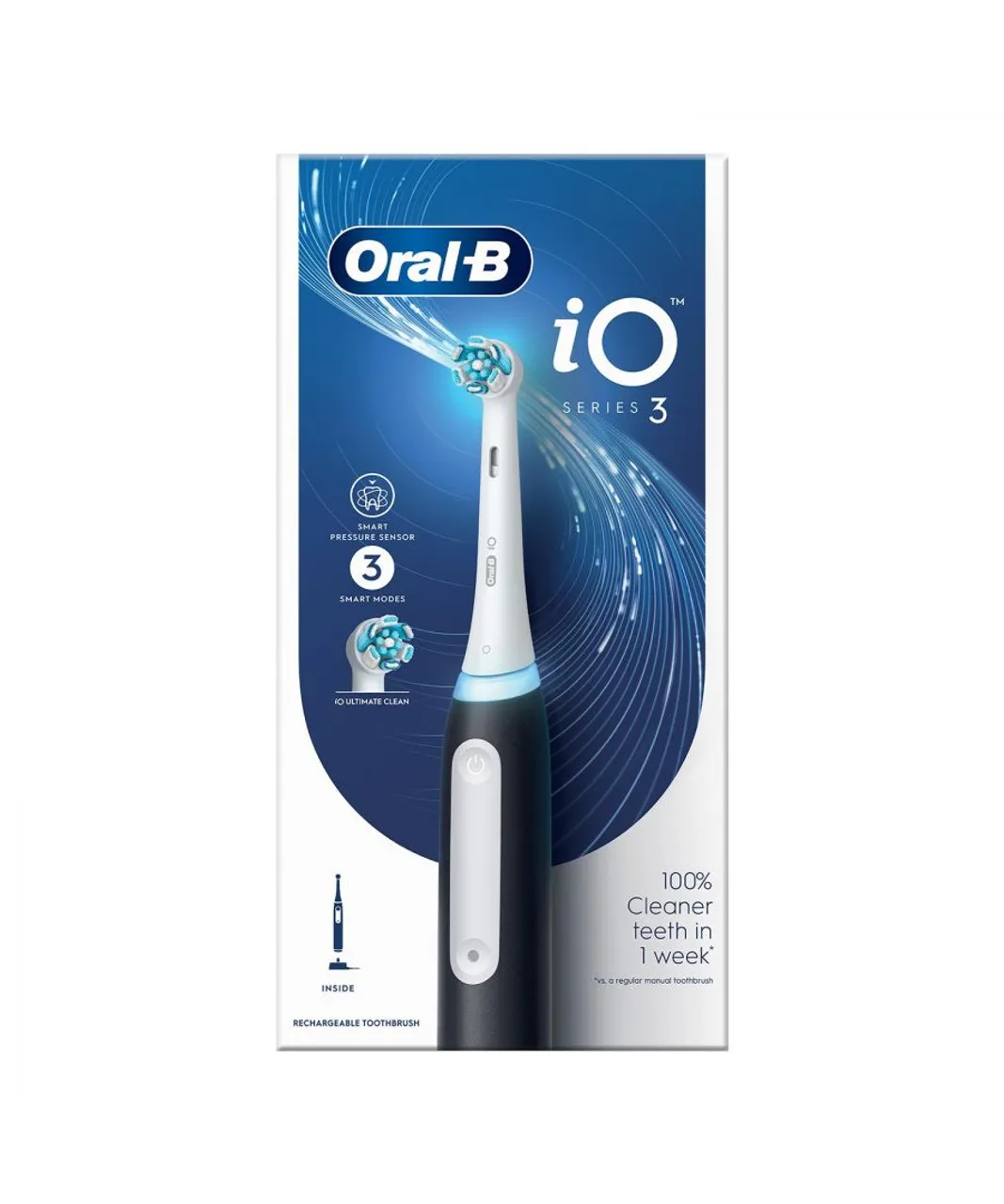 Oral B Unisex Oral-B iO3 Electric Rechargeable Toothbrush with 3 Cleaning Modes, Matt Black Lace - One Size