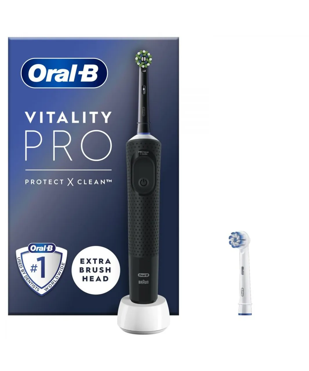 Oral B Unisex Oral-B Vitality Pro Electric Rechargeable Toothbrush with 2 Brush Heads, Black - One Size