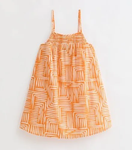 Orange Abstract Print Cotton Mini Smock Beach Dress New Look