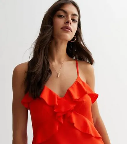 Orange Ruffle Strappy Mini Dress New Look